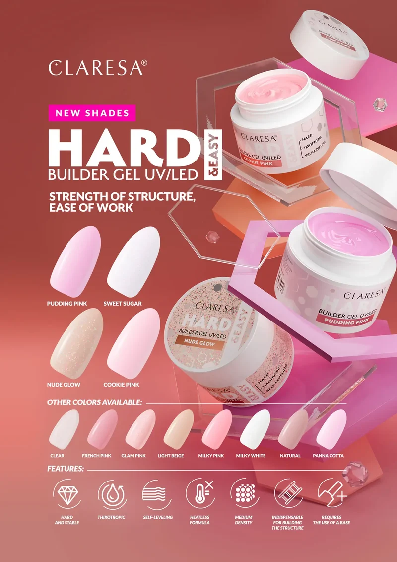 Claresa | Gel de construction - Hard&Easy - Pudding Pink 45g