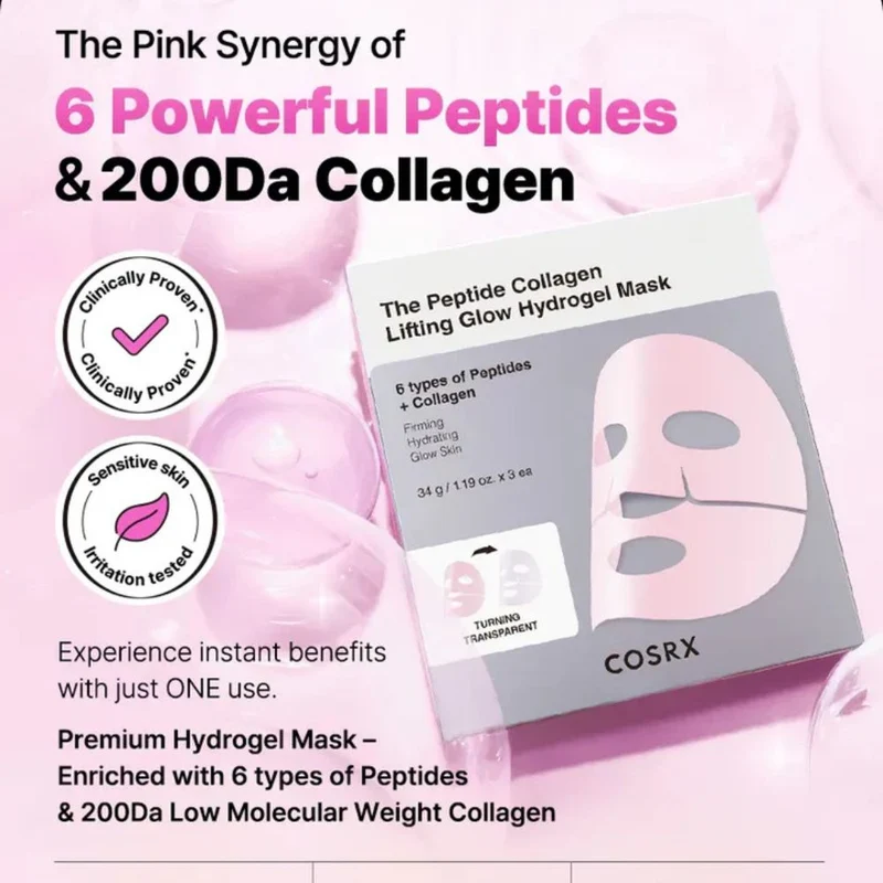 COSRX Peptide Collagen Glow Hydrogel Mask - 3pcs