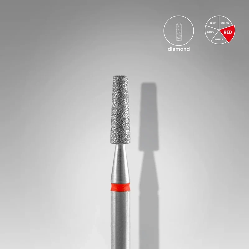 Staleks | Embout ponceuse diamanté, «tronc», rouge, diamètre de la tête 2,5 mm, partie active 8mm