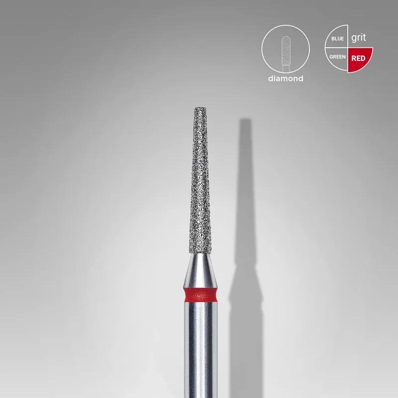 Staleks | Embout ponceuse diamanté, «tronc», rouge, diamètre de la tête 1,6 mm, partie active 10mm
