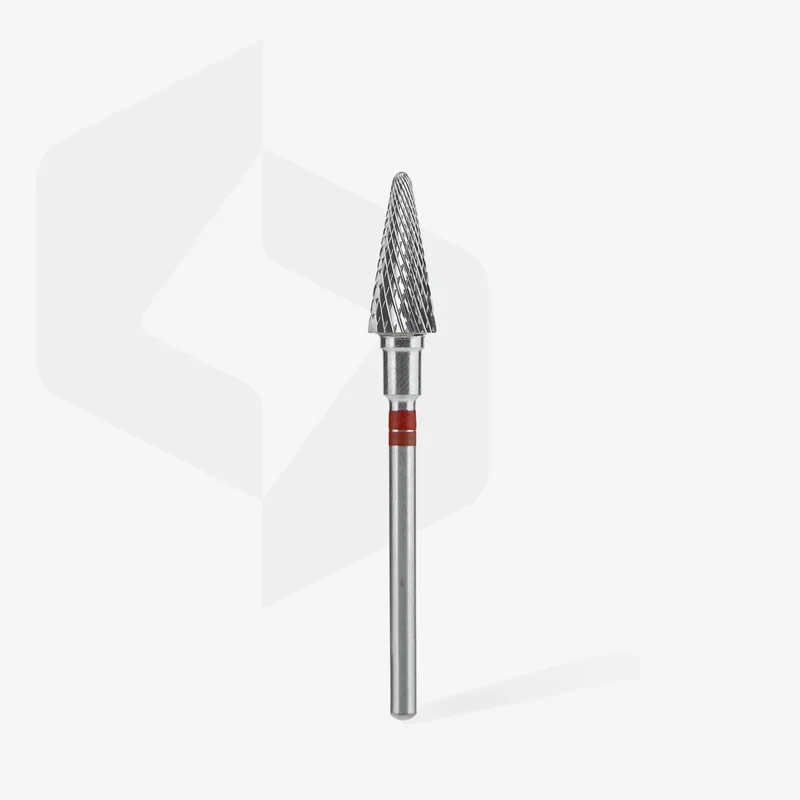 Staleks | Embout ponceuse carbure pour gauchers, «cône», rouge, diamètre de la tête 6 mm, partie active 14mm