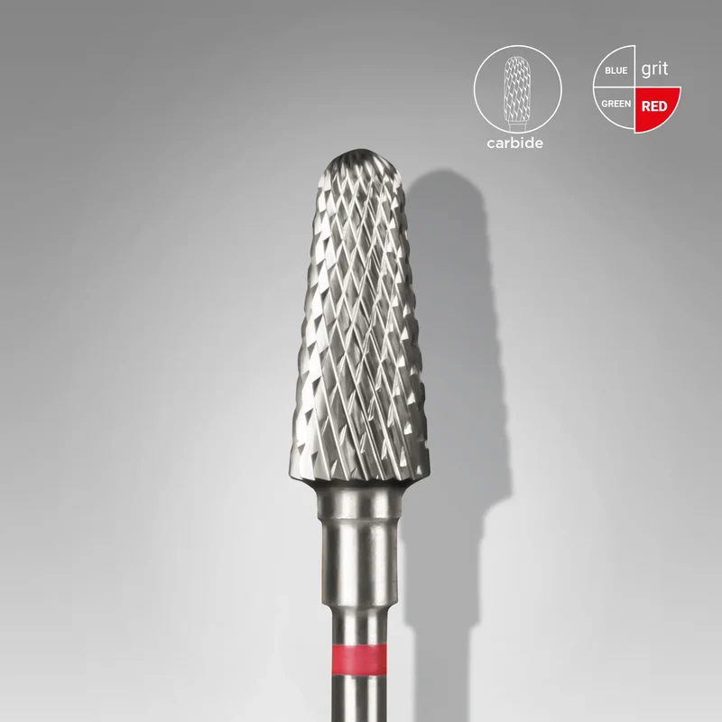 Staleks | Embout ponceuse carbure, «tronc», rouge, diamètre de la tête 6 mm, partie active 14mm