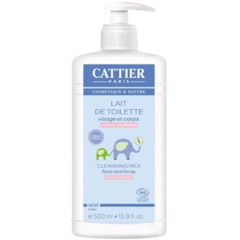 Cattier Baby Lait Hydratant Nettoie Visage et Corps 500Ml.