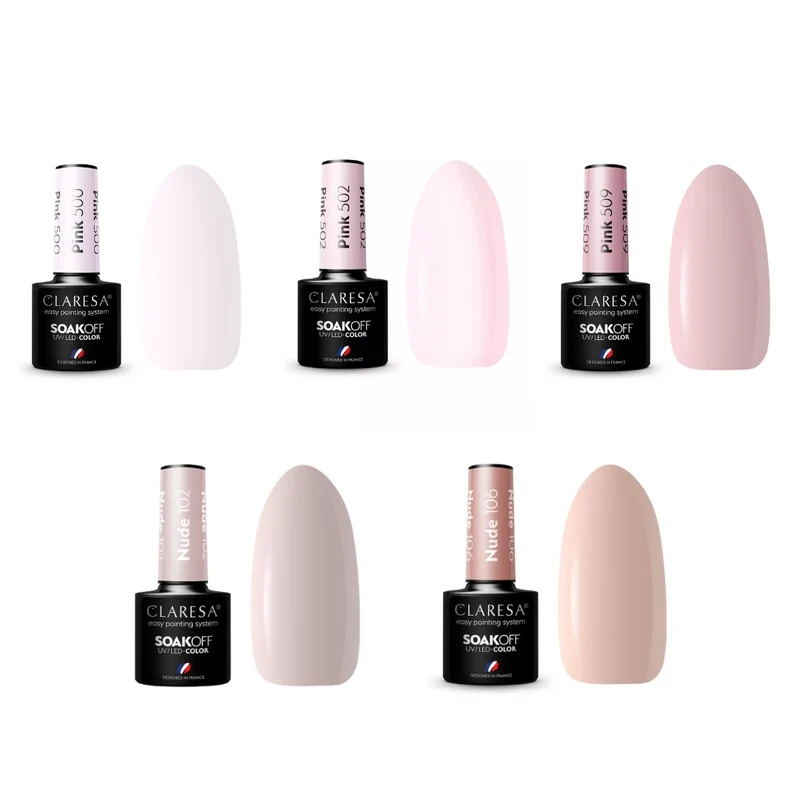 Pack de 9 vernis semi-permanents Claresa -nude