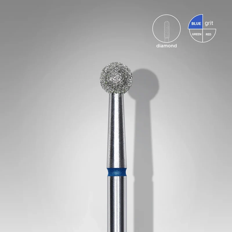 Staleks | Embout ponceuse diamanté, « boule », bleu, diamètre de la tête 4 mm
