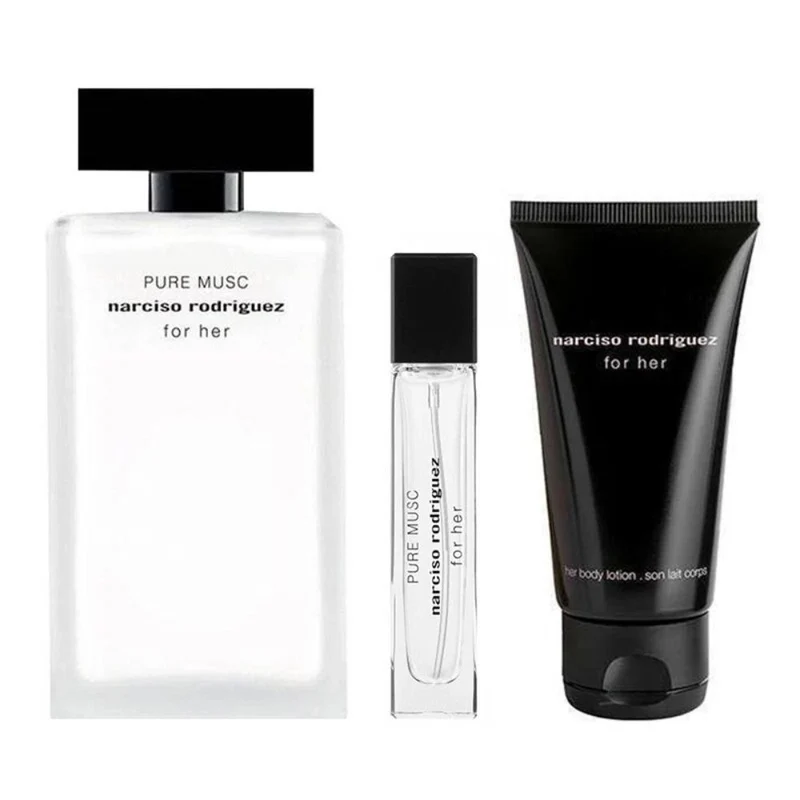 Narciso Rodriguez For Her Pure Musc EDP Gift Set (EDP 100ml + Body Lotion 50ml + Purse Spray EDP 10ml)