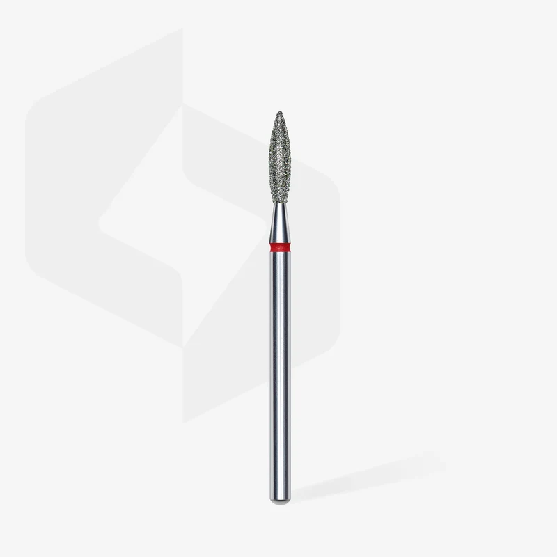 Staleks | Embout ponceuse diamanté, « flamme », rouge, diamètre de la tête 2,3 mm, partie active 10mm