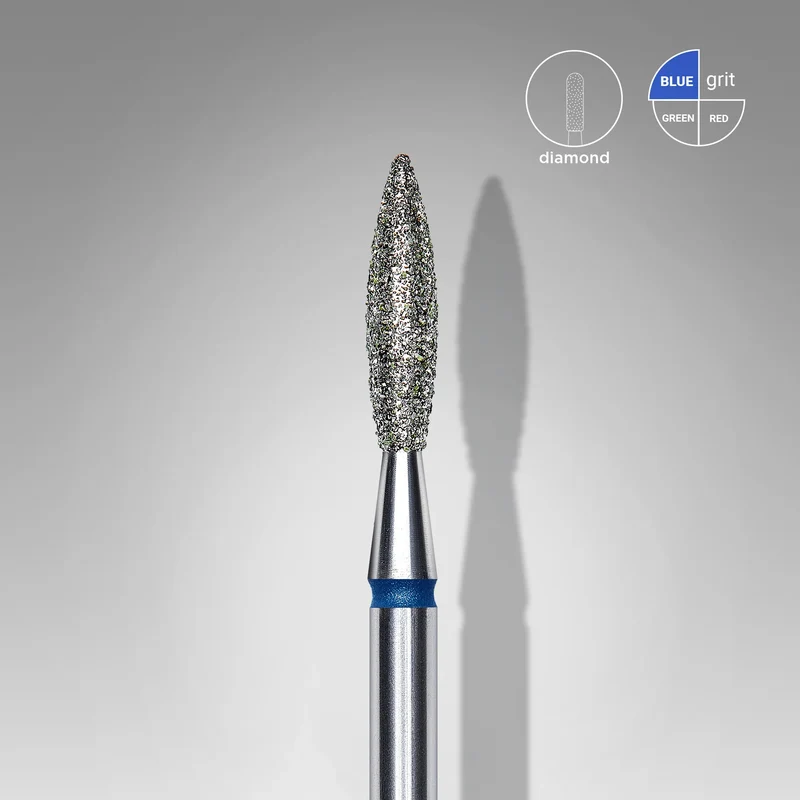 Staleks | Embout ponceuse diamanté, « flamme », bleu, diamètre de la tête 2,3 mm, partie active 10mm