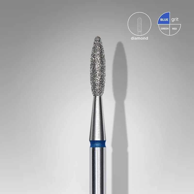 Staleks | Embout ponceuse diamanté, « flamme », bleu, diamètre de la tête 2,1 mm, partie active 8mm