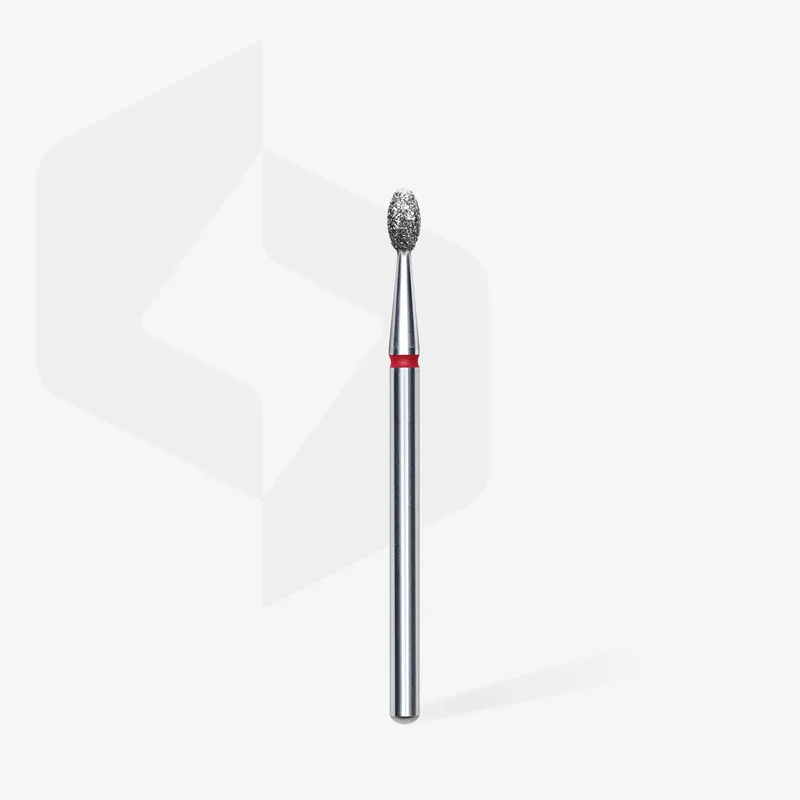 Staleks | Embout ponceuse diamanté, « olive », rouge, diamètre de la tête 2,5 mm, partie active 5mm