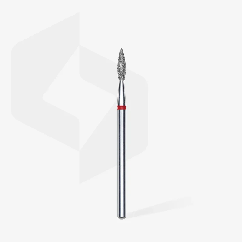 Staleks | Embout ponceuse diamanté, « flamme pointue », rouge, diamètre de la tête 2,1 mm, partie active 8mm