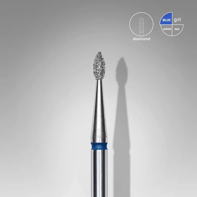 Staleks | Embout ponceuse diamanté, « goutte», bleu, diamètre de la tête 1,6 mm, partie active 4mm