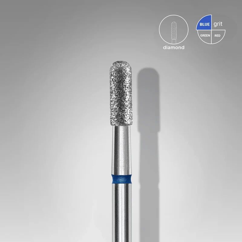 Staleks | Embout ponceuse diamanté, « cylindre arrondi», bleu, diamètre de la tête 2,3 mm, partie active 6.5mm
