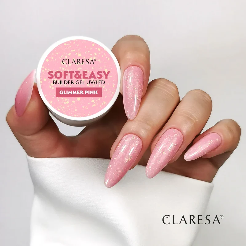 Claresa | Gel de construction - Soft & Easy - Glimmer Pink - 45g