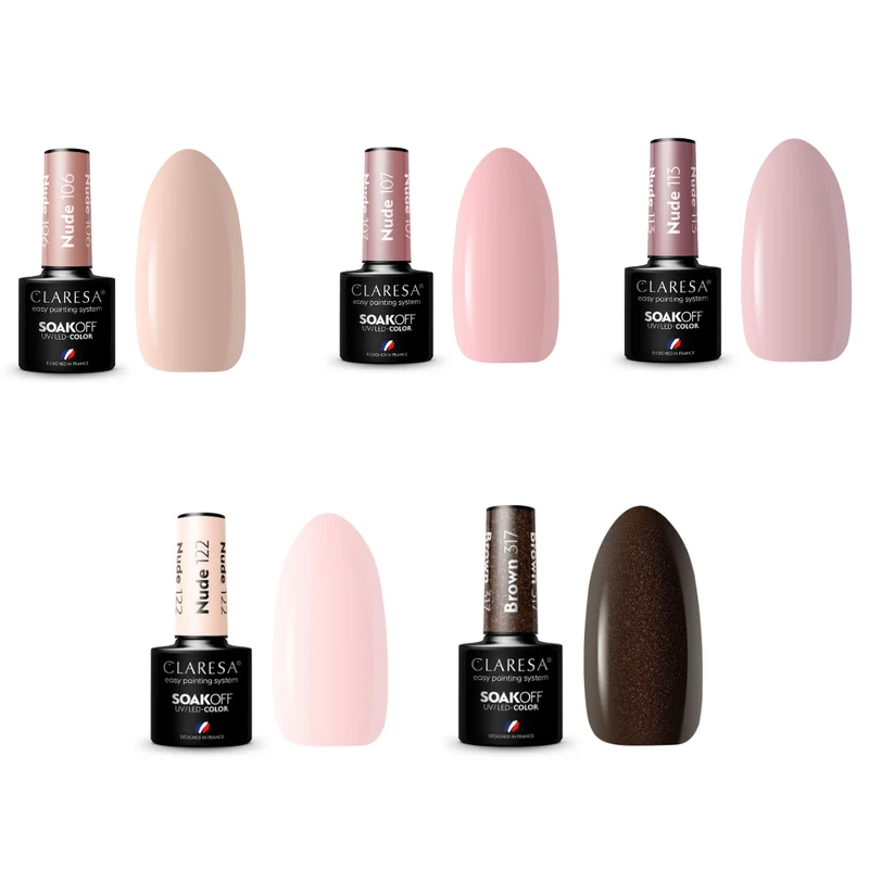Claresa | Pack de 5 vernis semi-permanents - Nude
