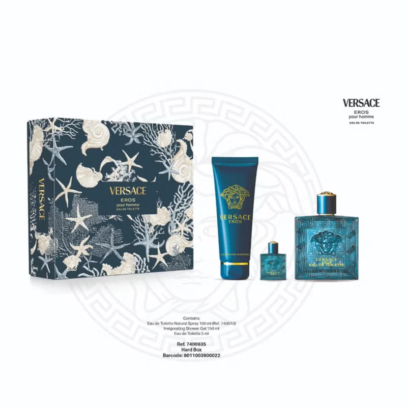 Versace Eros Pour Homme Set (EDT 100ml + Bath & Shower Gel 150ml+ EDP 5ml)