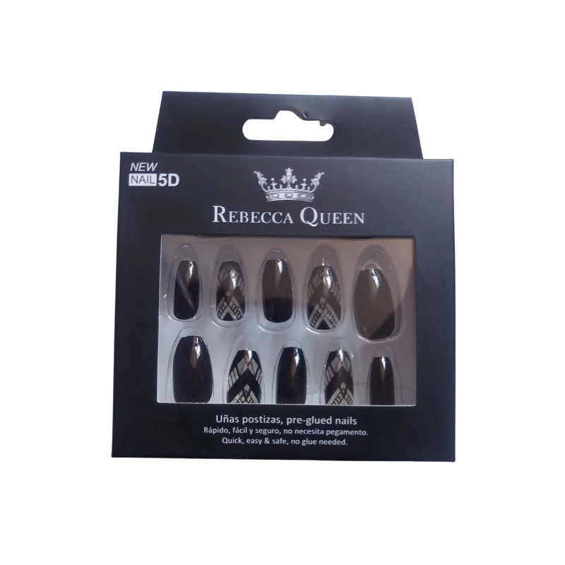 Rebecca Queen | Faux ongles pré-collés Noir Tribal