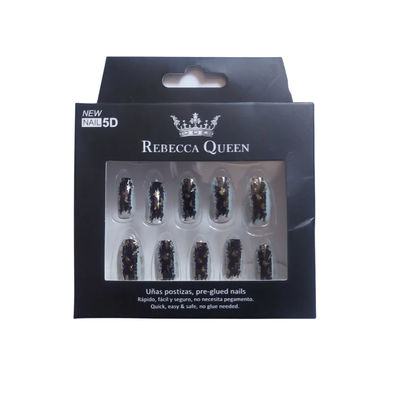 Rebecca Queen | Faux ongles pré-collés Noir & Gold