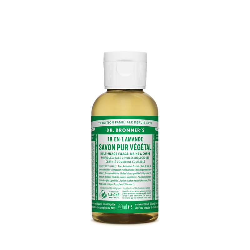 Dr Bronner's • Savon liquide pur végétal - Amande 60 ml