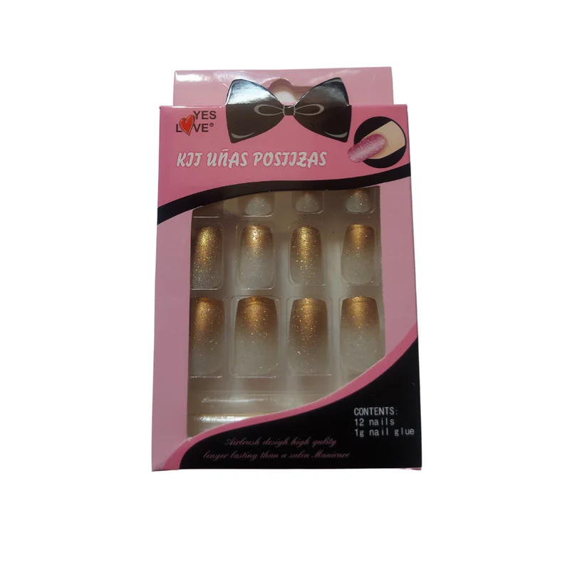 YES LOVE | Faux Ongles Dégradé Pailleté Marron - SANS COLLE FOURNIE