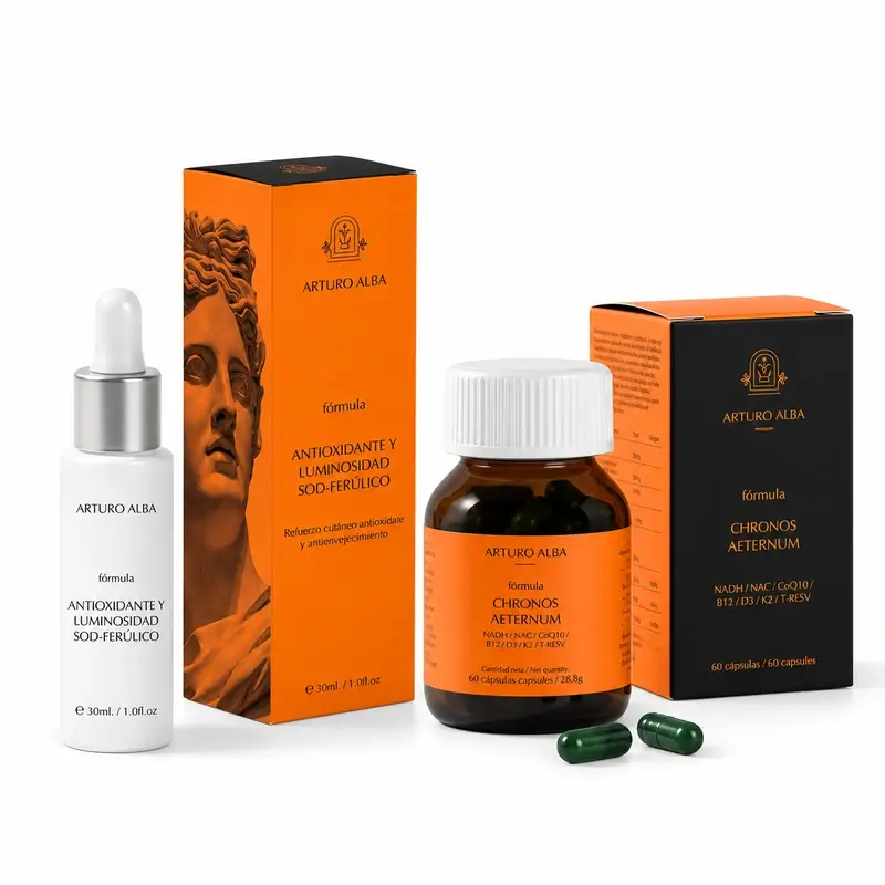 Arturo Alba - Kit « Formule antioxydante et éclat » SOD-ferulique 30 ml + Chronos Aeternum 60 gélules