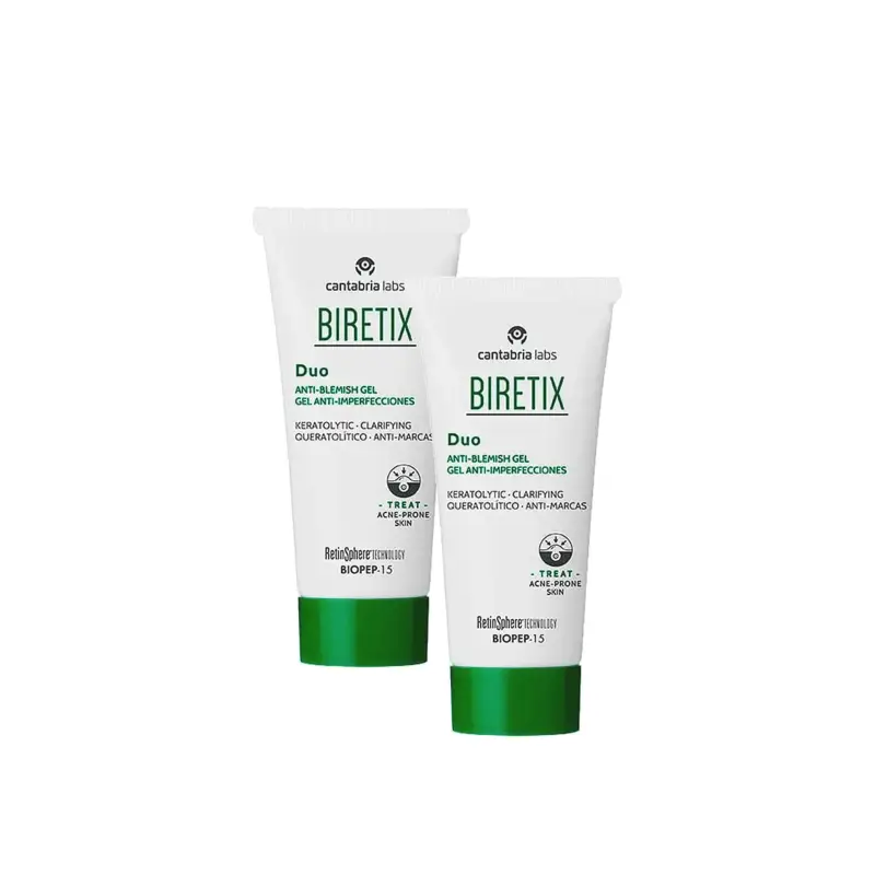 BIRETIX Duo Gel anti-imperfections, lot de 2 x 30 ml