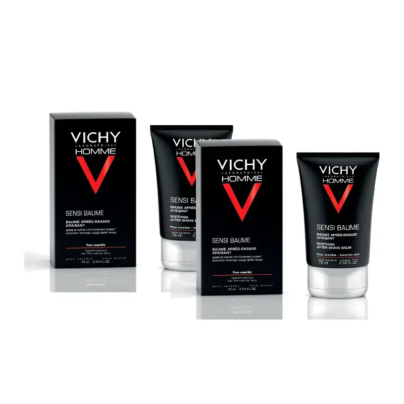 Vichy Homme Sensi-Baume Baume après-rasage apaisant 75 ml, lot de 2