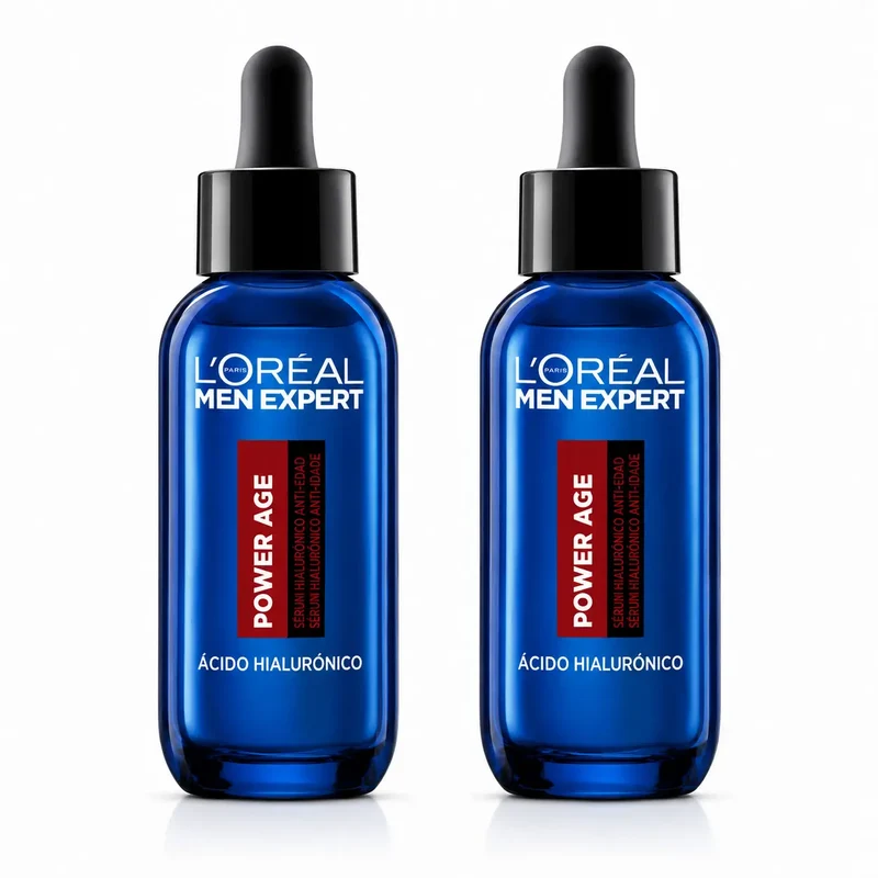 L'Oréal Paris Men Expert Power Age Serum : Anti-âge avec Acide Hyaluronique, Réducteur de Rides, pack 2