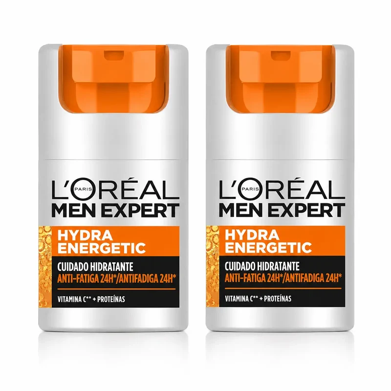 L'Oréal Paris Men Expert Hydra Energetic 24H Anti-Fatigue Crème Hydratante pour Homme Avec Vitamine C et Protéines - 50 Ml , pack 2