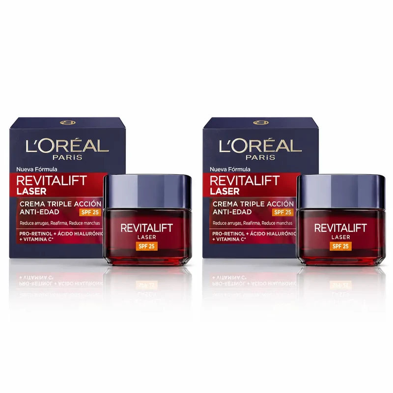 L'Oréal Revitalift Laser Crème de jour SPF 25 50 ml, lot de 2