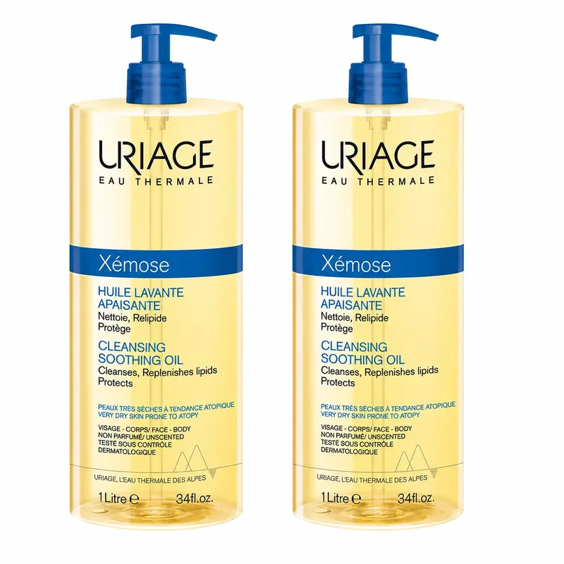 Uriage Xemose C8+ Huile démaquillante anti-démangeaisons 1 000 ml, lot de 2
