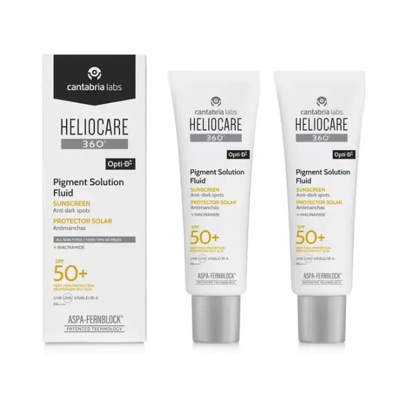 Heliocare 360º Pigment Solution Solaire et Visage SPF50+, 2 x 50 ml
