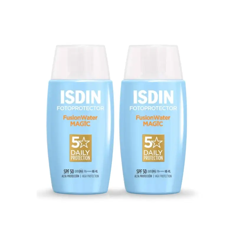 Isdin Fusion Water Magic Solar et Facial SPF 50+, 2 x 50 ml