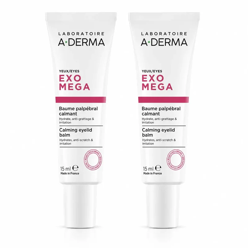 A-Derma Exomega Baume apaisant pour les paupières, 15 ml, paquet de 2