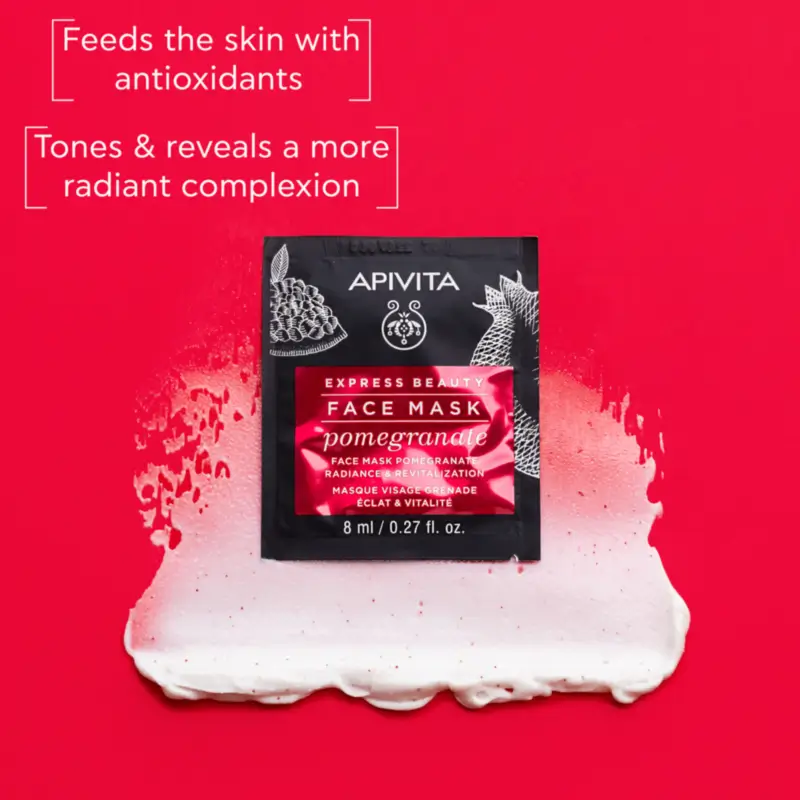Apivita Express Beauty Masque facial à la grenade - Éclaircissant et revitalisant, 2x8 ml