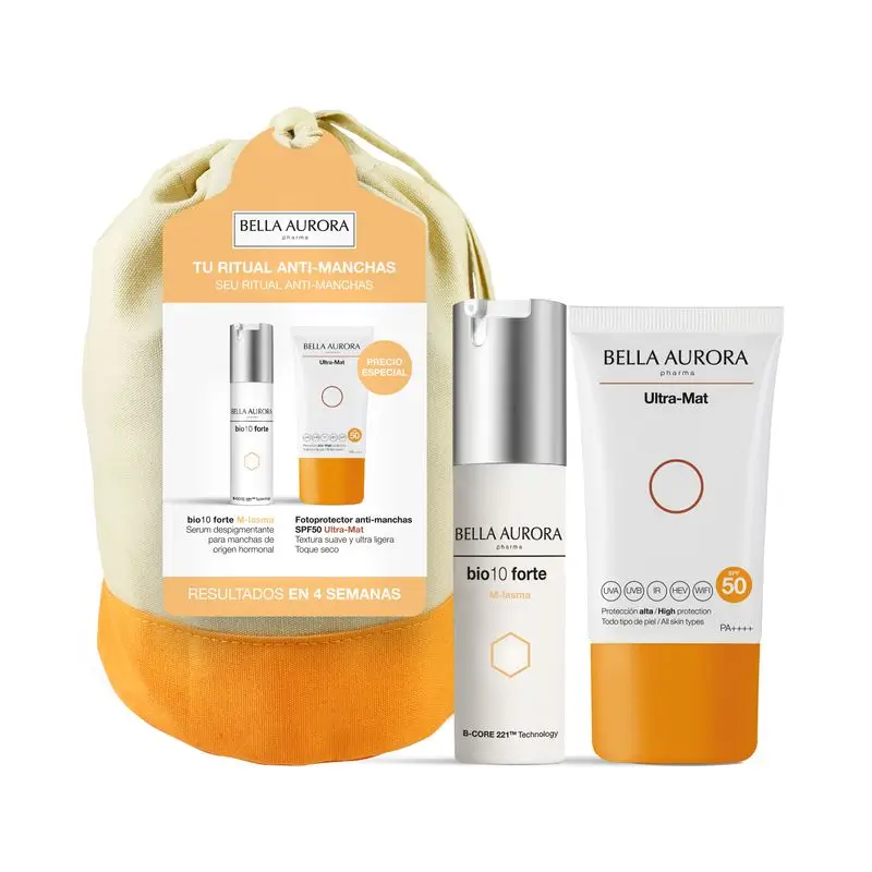 Bella Aurora Anti-Blemish Pack Bio10 Forte M-Lasma + Ultra Mat Photoprotector + Gift Set, 30 + 50 ml