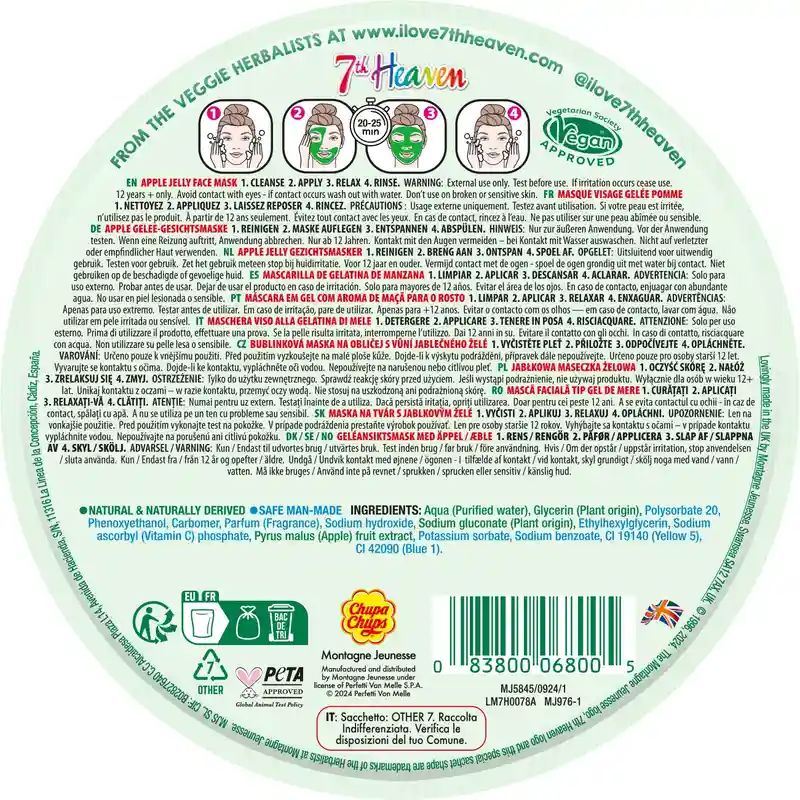 7 Heaven Jelly Chupa Chups Masque à la gelée de pomme