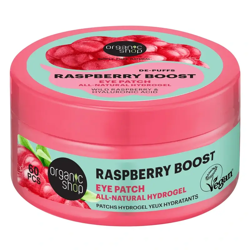 Organic Shop Fac Raspberry Boost" Patchs d'hydrogel anti-gonflement pour le contour des yeux 60 pièces